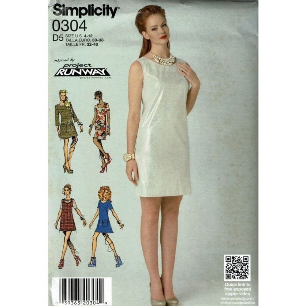 Simplicity Sewing Pattern 0304 Dress Project Runway Misses Size 4-12 UNCUT